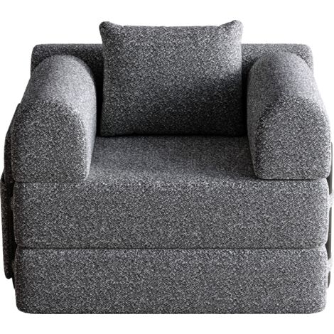 Canapé 1 Place En Chenille Gris, Accoudoir Avec Coffre De Rangement, Structure Acier Solide (1/5)