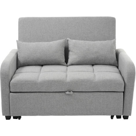 Canapé-lit 180x110 Cm Transformable En Assise, Tissu Coton-lin Gris Antique, Mousse Haute Densité (1/5)