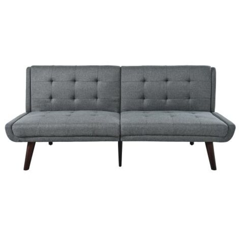 Canapé 146 Cm 3-en-1 Modulable En Tissu Lin Gris, Dossier 5 Positions Et Pieds Métal Modernes (1/5)