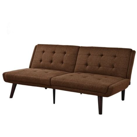 Canapé Adulte 146 Cm En Lin Brun 3-en-1, Dossier 5 Positions, Assise Haute-densité, Pieds Métal (1/5)