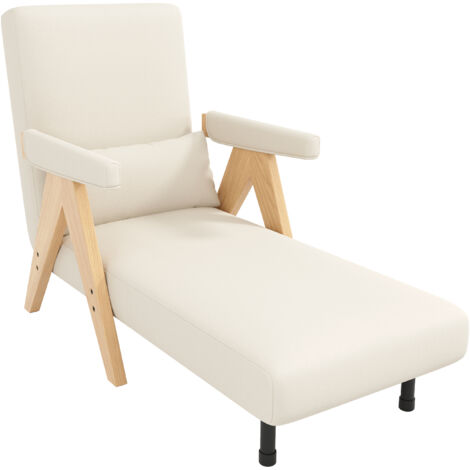 Canapé-lit Adulte 87x64x60 Cm En Lin Beige — Fauteuil 3-en-1 Transformable : Assise, Lounge, (1/5)
