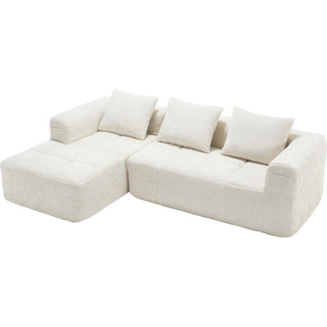 Canapé Modulable 3places Chaise Longue 250x158x60cm En Chenille Beige,coussins Déhoussables (1/5)