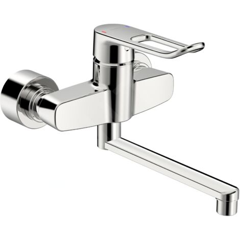 HANSA Mitigeur monocommande Mitigeur de lavabo HANSACLINICA 0153 Levier coudé Levier de commande long Portée 277 mm DN15 Chrome, 01536286 (1/4)