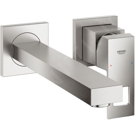 Mitigeur lavabo 2 trous EUROCUBE Montage mural 231mm acier (1/5)