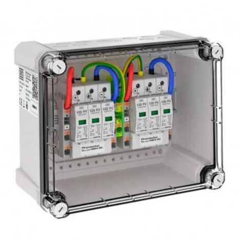 OBO Bettermann Boîtier de raccordement de générateur 2x1 String PV sur 2 MPP onduleur 1000V DC gris clair RAL 7035, 5088415 (1/2)
