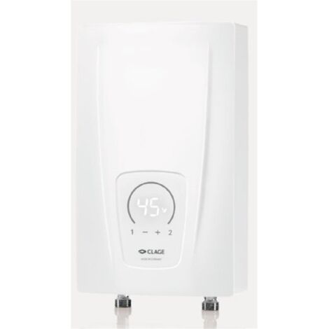 Clage – Chauffe-eau instantané 11-13,5 kW – Compact avec affichage LED – Réglage électronique 20-60°C – Débit max 5 l/min – Compatible installations solaires