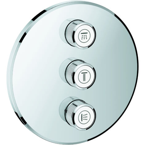 GROHE Vanne d'encastrement 3 voies Grohtherm Smart Control 29122 FMS rond chrome, 29122000 (1/4)