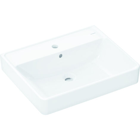 Hansgrohe Xanuia Q Aufsatzwaschtisch geschliffen 600/480 mit Hahnloch und Überlauf Weiß, 60243450