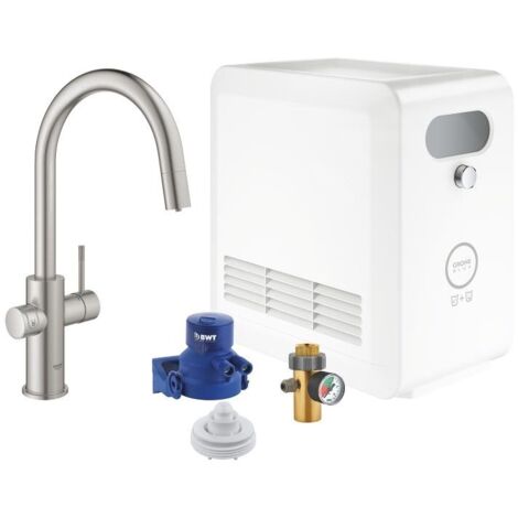 Grohe – Mitigeur d'évier monocommande avec bec extractible C – Fonction filtration – 3 types d'eau – 12L/h refroidie – 270W – 31325DC2 (1/5)