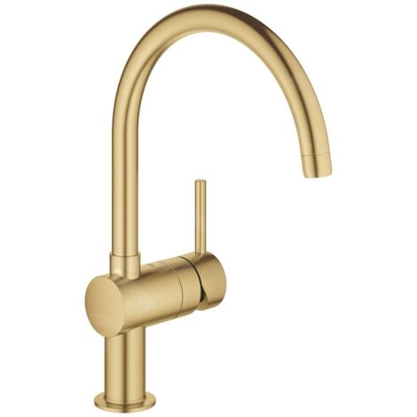 Grohe – Mitigeur monocommande évier 32917GN0 – Bec pivotant C – Finition brossée – Débit 11,5 l/min à 3 bars – Flexibles de raccordement souples (1/10)
