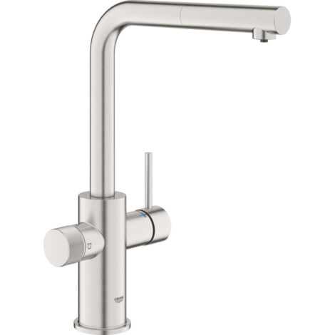 GROHE 30 590 DC0  BLUE Pure Minta Monomando de fregadero para sistemas de agua filtrada con caño extraíble acero - ref: 30 590 DC0