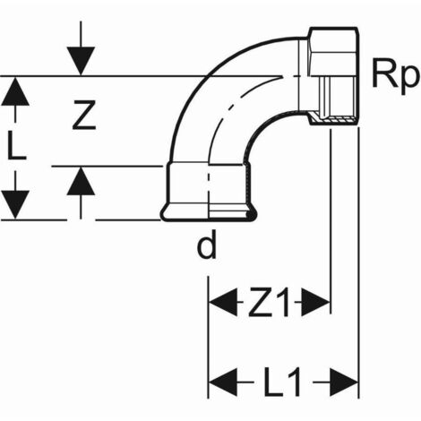 Geberit Mapress C-Stahl Coude de transition 90° avec filetage intérieur, DN 50, 20562 (1/3)