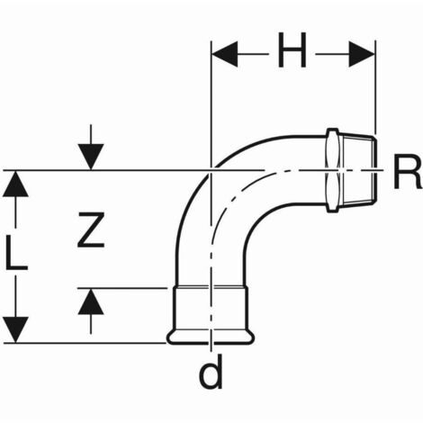 Geberit Mapress C-Stahl Coude de transition 90° avec filetage extérieur, DN 12 / 10, 20502 (1/3)
