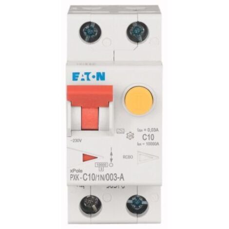 Disjoncteur différentiel magnéto-thermique Eaton 10A 1P+N, sensibilité 30mA Type C, Eaton Moeller ( Prix pour 1 )