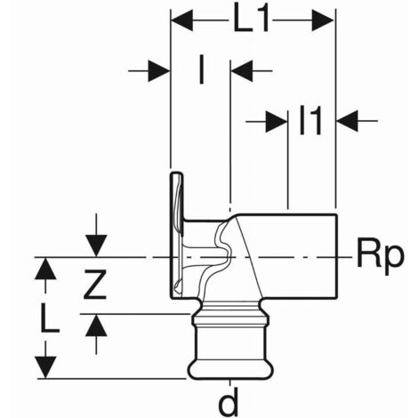 Geberit Mapress Coude de raccordement 90° en cuivre, DN 20, 63457 (1/3)