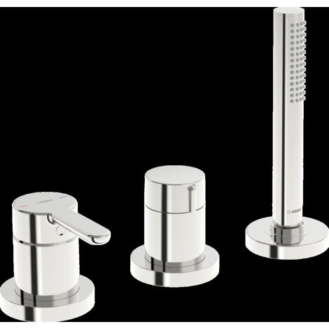 HANSA Mitigeur monocommande Set de montage final pour bain/douche HANSADESIGNO Style 5325 Rosette ronde 3 jets Chromé, 53259063 (1/5)