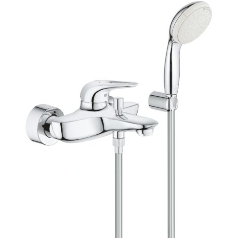 GROHE Mitigeur de bain EH Eurostyle 335923 avec ensemble de supports muraux levier ouvert chromé, 3359230A