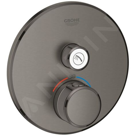 GROHE Thermostat Grohtherm SmartControl 29118 FMS rond 1 v.d.s. hard graphite brossé, 29118AL0 (1/5)