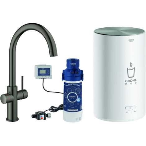 Mitigeur de lavabo GROHE Red Duo – Finition graphite – Mécanisme céramique – Raccord flexible G3/8" – 1 poignée – Montage plaque (1/4)