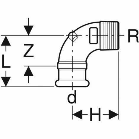 Geberit Mapress Cuivre Coude de transition 90° avec filetage extérieur, DN 40, 63888 (1/3)