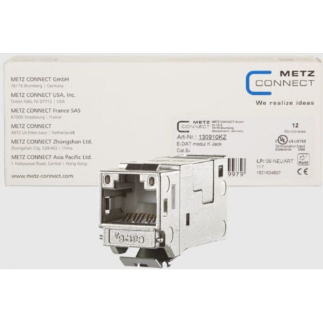 E Dat Module METZ CONNECT E-DAT Keystone Cat.6A Lot de 12 modules jack 180° (130910KZ)