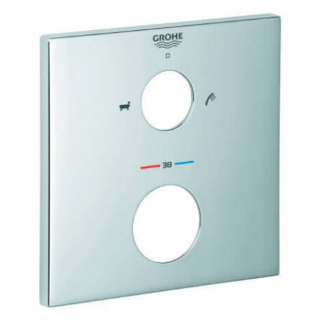 GROHE Rosace pour sets de montage final thermostatiques, carré, métal,FastFixation, chromé, 49103000 (1/4)