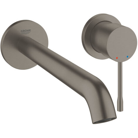 Grohe – Robinet lavabo mural encastrable – Finition métal graphite brossé – Bec 23cm – Cartouche SilkMove – Débit max 5 l/min