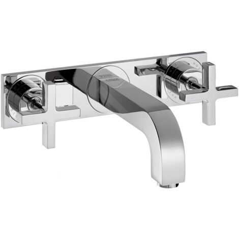 AXOR Citterio Robinetterie de lavabo 3 trous encastrée pour montage mural avec bec 226 mm, croisillons et plaque Chrom, 39144000 (1/5)
