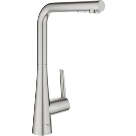 GROHE Mitigeur EH-Evier Zedra 325532 Bec en L douchette extractible supersteel, 32553DC2