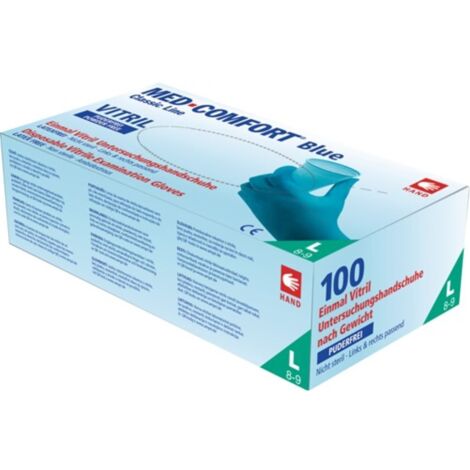 AMPri 100x Guantes Desechables Med Comfort Blue Vitril Talla XL Mezcla de Vinilo-Nitrilo - 01251 XL (1/4)