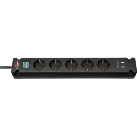 Brennenstuhl Bremounta  regleta con  función de  carga USB  5 enchufes  negro 3  m H05VV-F  3G1,5 con  interruptor -  1150660315 (1/5)