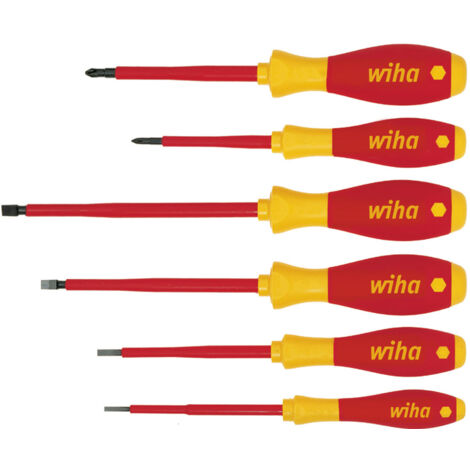 Wiha Juego de destornilladores SoftFinish® electric ranurados, Phillips, de 6 unid (00833)
