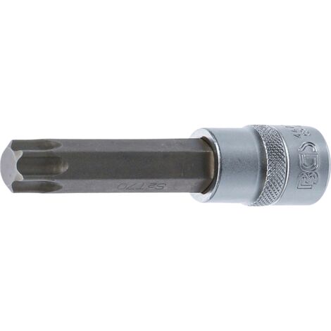BGS Punta de vaso 100 mm de largo, cuadradillo interior de 12,5 mm (1/2") perfil en T (para Torx) T70 - 4477 (1/2)