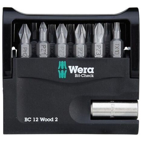 Wera Bit-Check 12 Wood 2 Puntas de Atornillar para Madera