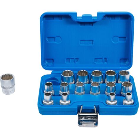 BGS Vasos de impacto de 12 caras, 12,5 (1/2), 8-24 mm, 16 piezas - 2226 (1/4)
