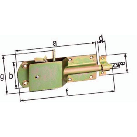 GAH  Alberts  Pestillo  de seguridad  para  establo  L.200mm  A.125mm  Acero  galvanizado  amarillo  -  124182 (1/2)