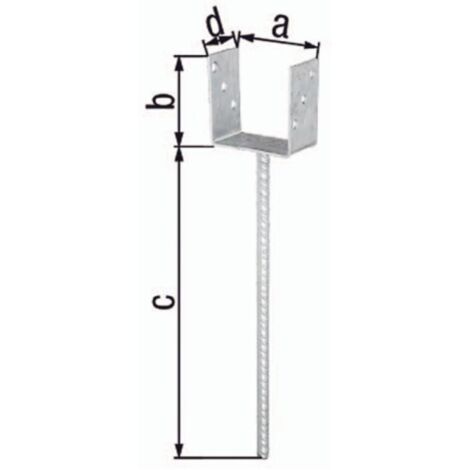 GAH Alberts U-Pfostenträger ETA-10/0210 101x100x400x60mm TZN m.ext.langem Betonanker - 214418 (1/2)