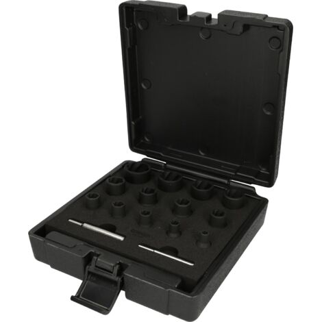 Juego de llaves de vaso de impacto con perfil en espiral de 1/4"+1/2", 15 pzs (1/4)