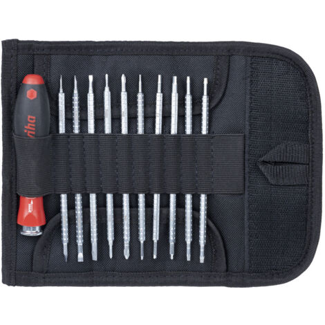 Wiha Juego de destornilladores con varillas intercambiables SYSTEM 4 en surtido de 12 unid incl. bolsa enrollable (27820)