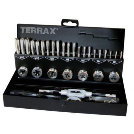 TERRAX A245013 JUEGO HERRAMIENTAS DE ROSCAR 31 PIEZAS EN ESTUCHE METÁLICO