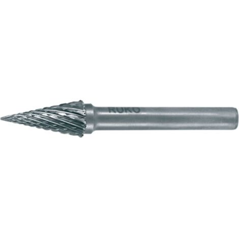 RUKO Fresa rotativa de metal duro SKM Ø 16 mm longitud de cabeza 25 mm vástago Ø 6 mm sin recubrimiento dentado KVZ 4 - 116039