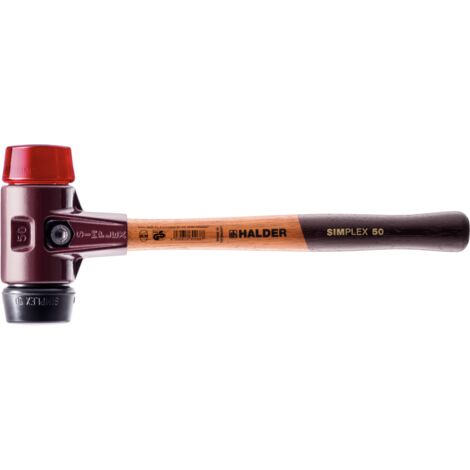Halder SIMPLEX-Schonhammer mit Stahlgussgehäuse und Holzstiel Ø 60 mm Gummikoposition / Plastik - 3026.060