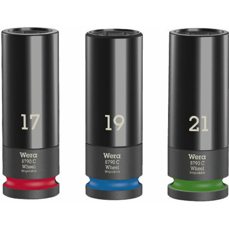 Wera Juego de llaves de vaso de impacto Wheel Impaktor C Set 1, 3 piezas, 1/2" largo, hexagonal - 5004595001 (1/5)
