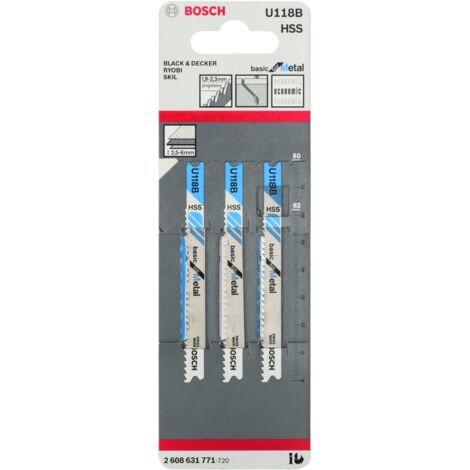 Bosch 3x Hoja de sierra de calar U 118 B Basic for Metal - 2608631771