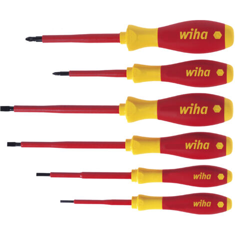 Wiha Juego de destornilladores SoftFinish® electric ranurados, Pozidriv, de 6 unid (25477)