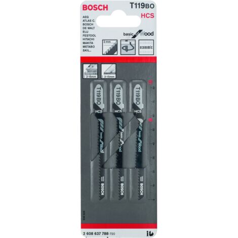 Bosch  3x  Hoja  de  sierra  de  calar  T  119  BO  Basic  for  Wood  -  2608637788