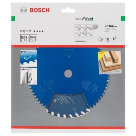 Bosch Hoja de sierra circular Expert for Wood para sierras circulares de mano 184 x 30 x 2,6 mm 40 - 2608644042 (1/2)