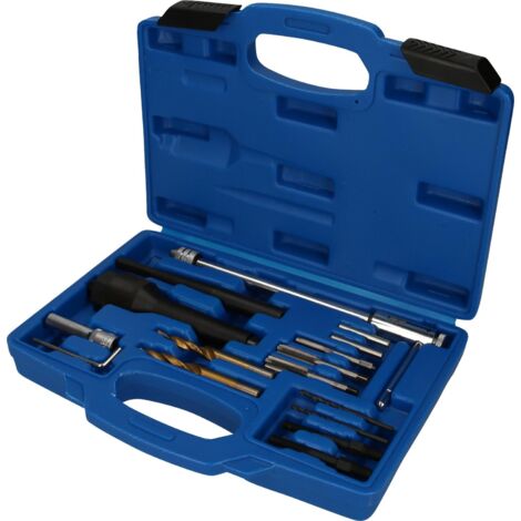 BRILLIANT TOOLS Juego de extracción y reparación de roscas de bujías incandescentes de 16 piezas - BT561030 (1/4)