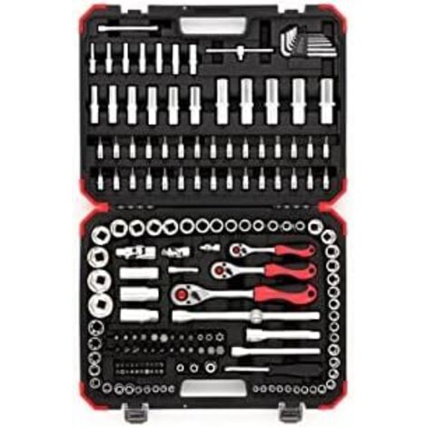Gedore – Juego de llaves y dados 172 piezas – Carracas de 1/4", 3/8" y 1/2" – Acero cromo-vanadio – Estuche de plástico rojo (1/5)