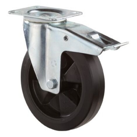 BS Rollen Lenkrolle mit Totalfeststeller und Anschraubplatte Vollgummi 100 mm 140 kg - L420.B60.100 (1/3)